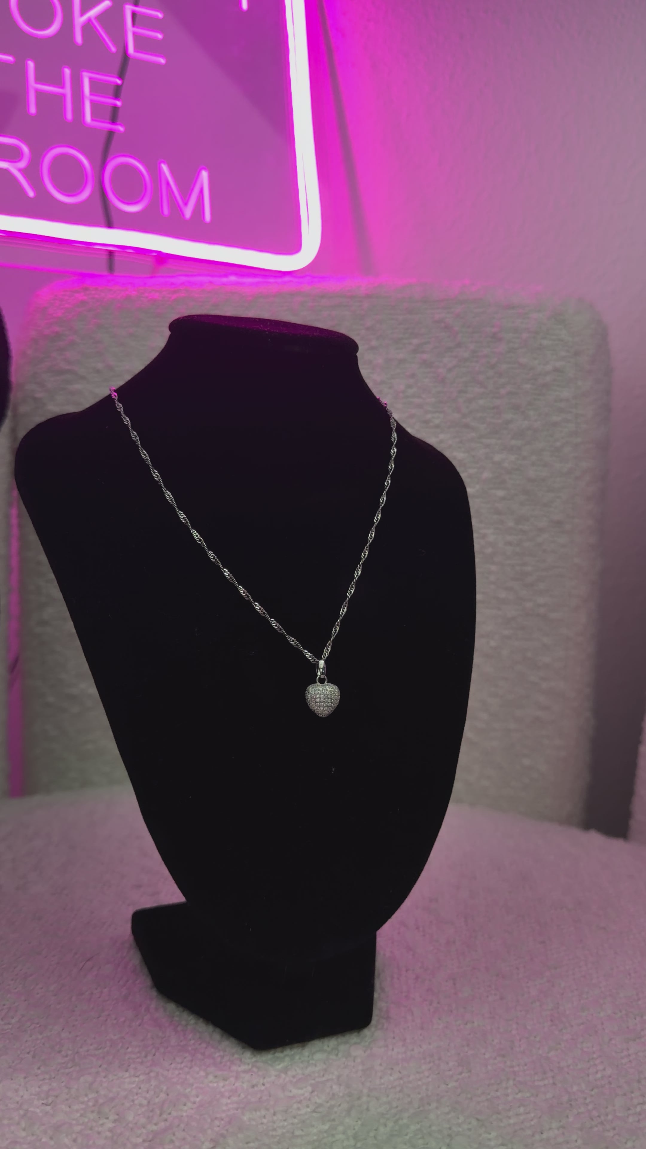 Silver Dmnd Nugget Heart Necklace