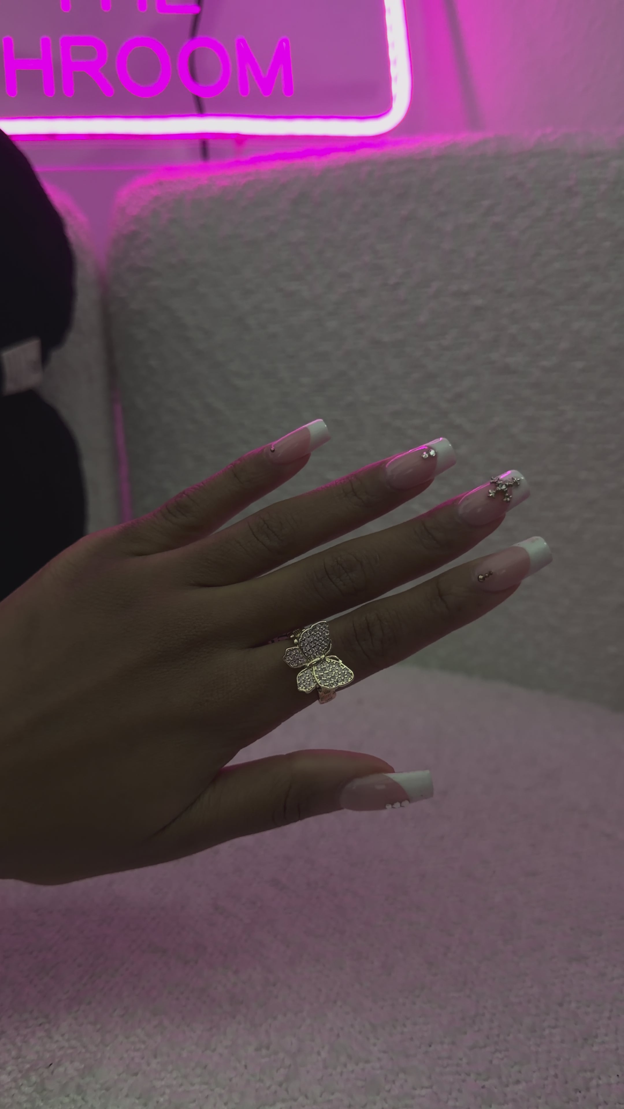 Pink dmnd butterfly ring